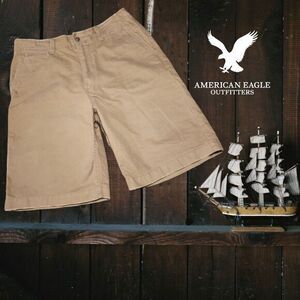 American Eagle AE Khaki Chino Shorts Mens Classic Cotton Twill Tan 32x10.5